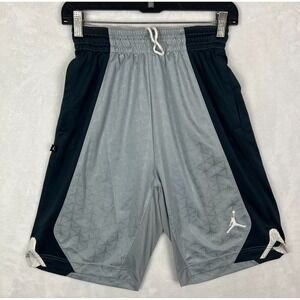 Nike Air Jordan Basketball Shorts Mens Small Gray Black Dri Fit All Over Print